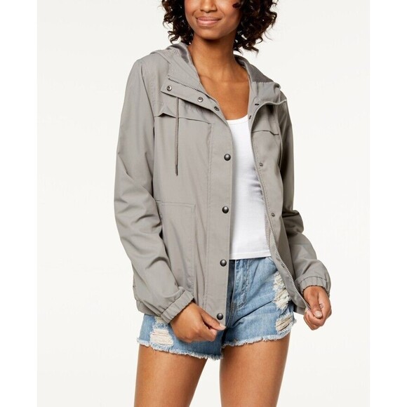 Volcom Juniors' Hooded Windbreaker, Gunmetal Grey, S - Picture 1 of 1